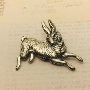 Silver Hare Brooch: Sterling Silver Plated Rabbit Pin, Vintage Style