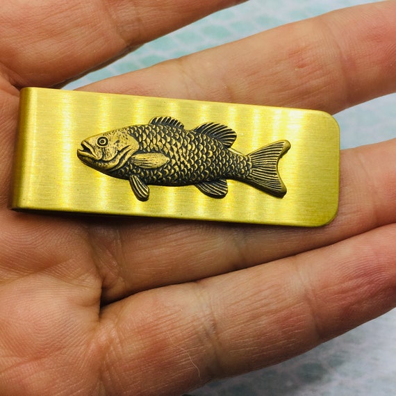 Brass or Silver Fish Money Clip Gift for Fisherman Trout Outdoor Gift for Him Fly Fishing