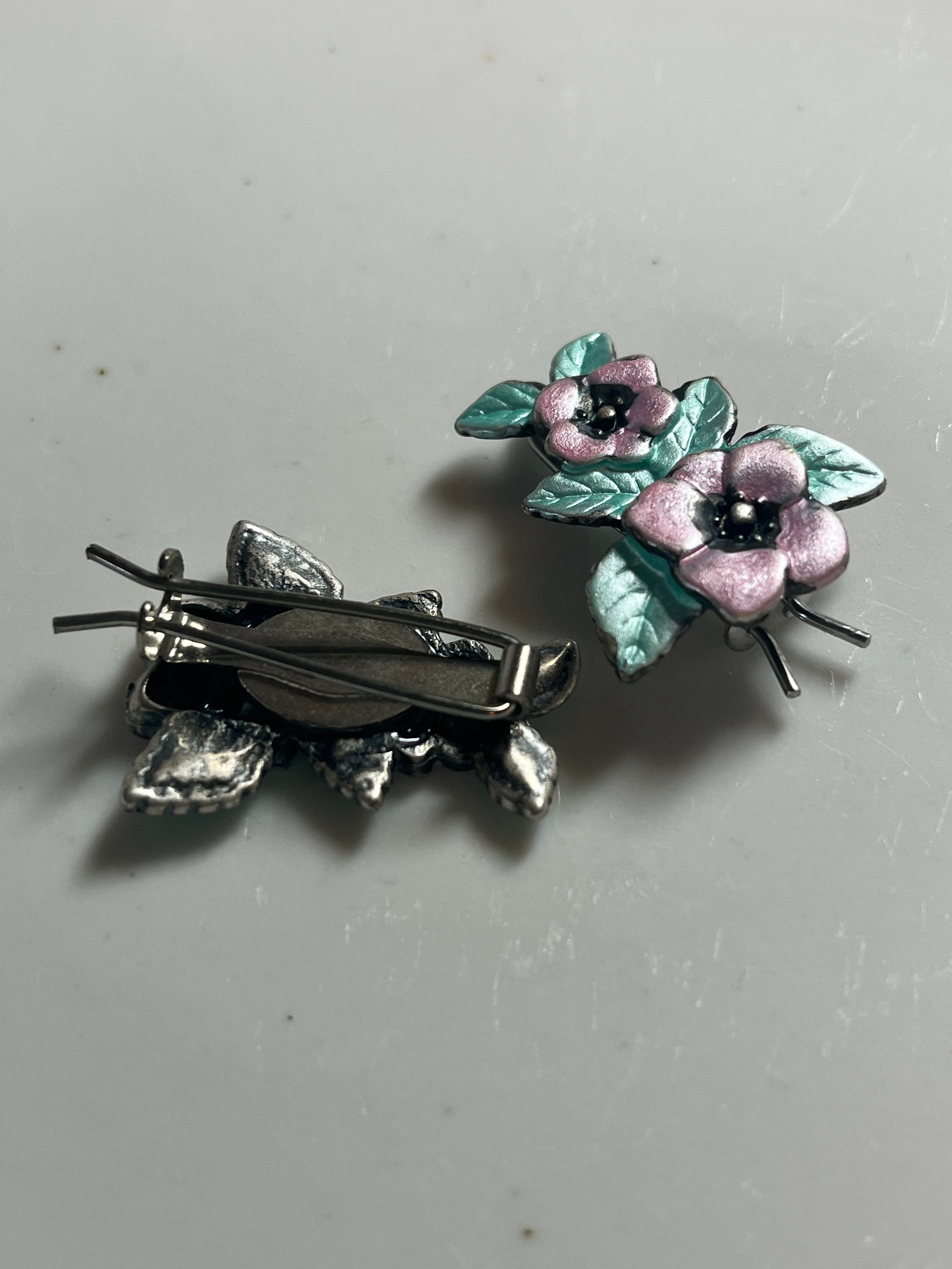 c.\'70s VTG Floral Leaf Cloisonne Enamel Hair Clip Barrette\'s Cloisonne Barrettes - Etsy main image 4
