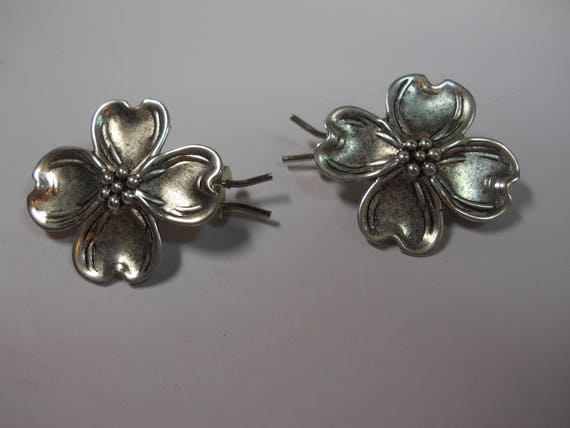 Dogwood Barrettes Small Silver Solid Metal Hair C… - image 9