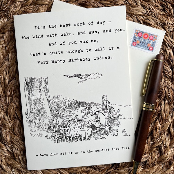Winnie Puuh Geburtstagskarte, Hundred Acre Wood, A A Milne, Pooh und Ferkel, Geburtstagskarte für Freund