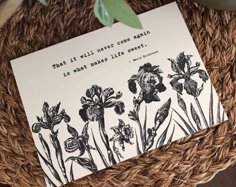 Touching, Nature-Inspired Everyday Greeting Card with Emily Dickinson Quote, Minimalist and Vintage Design