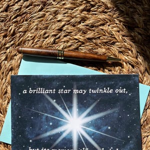Carte Perte d'un être cher - Condoléances célestes - Une étoile brillante scintille