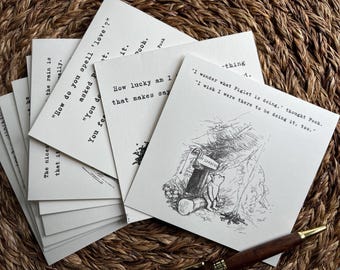 Winnie the Pooh Card 8 Card Bundle - Sentimental Friendship Quotes - Meaningful Gifts