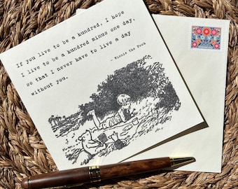 Winnie the Pooh Friendship Card - Sentimental Literary Quote - Nostalgic Gift