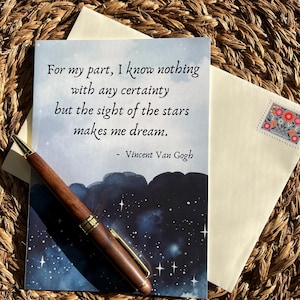 Carte de citation de nuit étoilée, citation de Vincent Van Gogh, carte d'inspiration rêveuse, carte d'art ciel étoilé