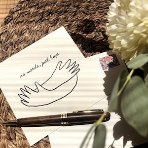 Sin palabras, solo abrazos / Tarjeta de condolencias / Diseño minimalista / Para el duelo, la pérdida o la enfermedad