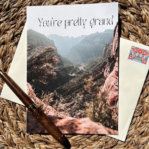 Biglietto d'auguri ispirato al Grand Canyon, biglietto d'amore o amicizia con giochi di parole, fotografia naturalistica, estetica avventurosa