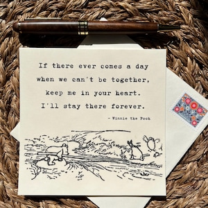 Winnie the Pooh Beileidskarte, halten Sie mich in Ihrem Herzen-Zitat, tröstende Karte für Verlust, denken an Sie Geschenk