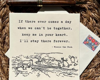 Winnie the Pooh Sympathy Card, Comforting Loss Gift, 'Keep Me in Your Heart' Quote