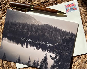 Adventure Begins Greeting Card, Black and White Nature Photography