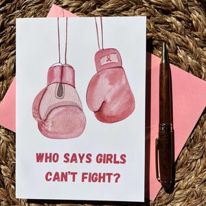 Biglietto d'auguri di boxe femminista / Chi dice che le ragazze non sanno combattere? Regalo di incoraggiamento e di empowerment delle donne forti