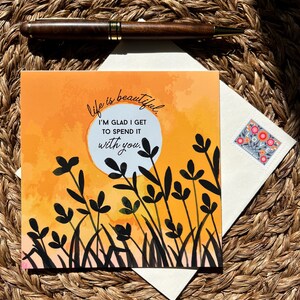 Cartão minimalista de amor pela natureza - Citação da vida é bela - Presente atencioso