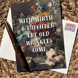 Carte de voeux citation de Shakespeare d'inspiration vintage, carte d'anniversaire ou d'amitié drôle, esthétique Dark Academia