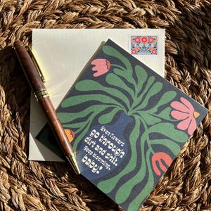 Grappige aanmoedigingskaart / Keep Blooming Card / Midcentury modern bloemdessin