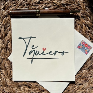 Te Quiero Card, Spanish Love Card, Romantic Anniversary or Valentine’s Day Card, Minimalist Love Card