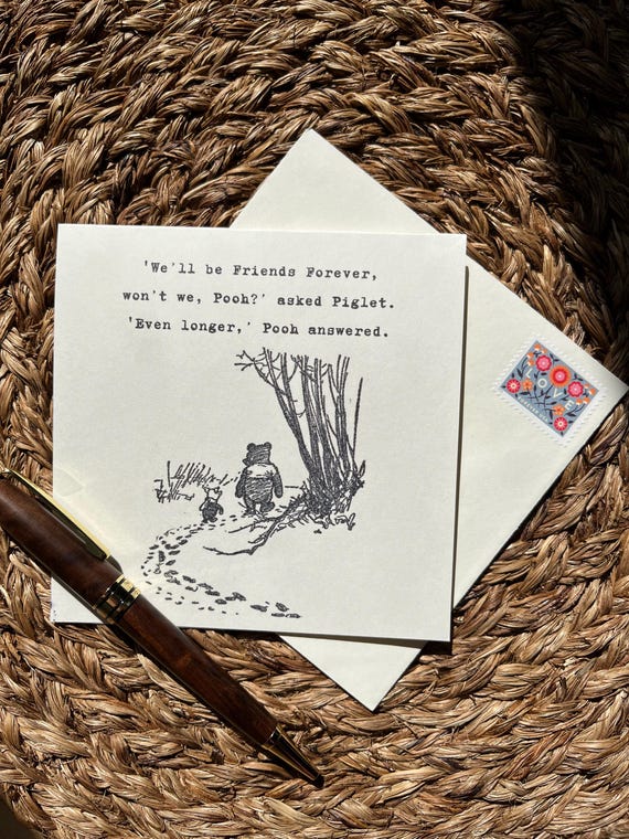 Winnie the Pooh Friendship Card – Sentimental Best Friend Gift