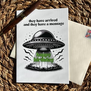 Alien Themed Geburtstagskarte, Einzigartige Geburtstagskarte, Sie sind angekommen, lustige Geburtstagskarte