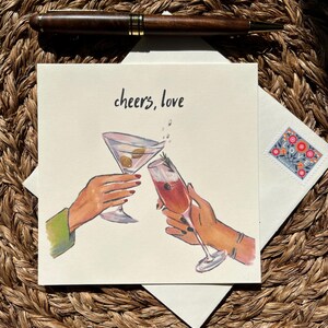 Biglietto di auguri chic - Cheers Love - Design Martini & Champagne