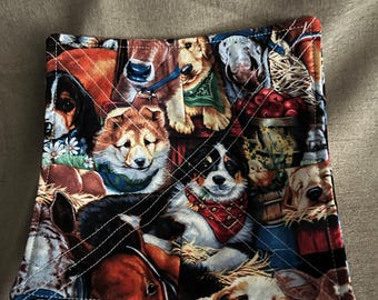Large Bowl Cozy Dogs/Puppies Microwave Bowl Cozy, Bowl Cozies, Soup Bowl Cozy, 100% Cotton Bowl Cozy