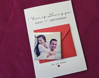 Personalized Anniversary Card with Photo Magnet |  Anniversary Gift for wife, husband