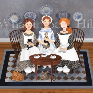 Young Ladies at Tea - 14x11" print on premium matte 175 gsm paper