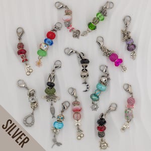 Beaded Zipper Pull/Keychain - Silver Metal Accents & Charm - Variety of Styles