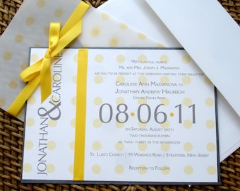 Yellow Wedding Invitation, Unique wedding invitations, fun wedding invitation, Bat mitzvah invitation, sweet 16 invite, quinceanera invite