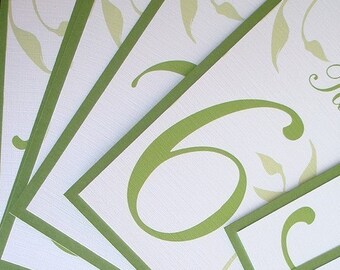 Greenery Table Number Card, Wedding table card, Reception table card, modern table number, elegant table number, floral table number card