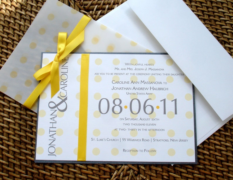 Yellow Wedding Invitation, Unique wedding invitations, fun wedding invitation, Bat mitzvah invitation, sweet 16 invite, quinceanera invite image 1