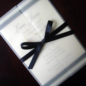 Formal Wedding Invitation, black tie invitations, gatefold invitation, Elegant Wedding Invitation, Unique cream invites, vellum, translucent