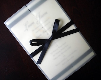 Schwarze Krawatte Hochzeitseinladung, formelle Einladungen, Gatefold-Einladung, Elegante Hochzeitseinladung, Einzigartige Einladung, Creme lädt ein, vellum