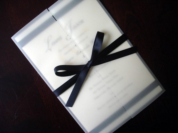 Formal Wedding Invitation, black tie invitations, gatefold invitation, Elegant Wedding Invitation, Unique cream invites, vellum, translucent