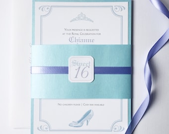 Cinderella Sweet 16 Invitation, unique wedding invitations, ice blue invitation, lilac invitation, elegant quinceanera, princess invitation