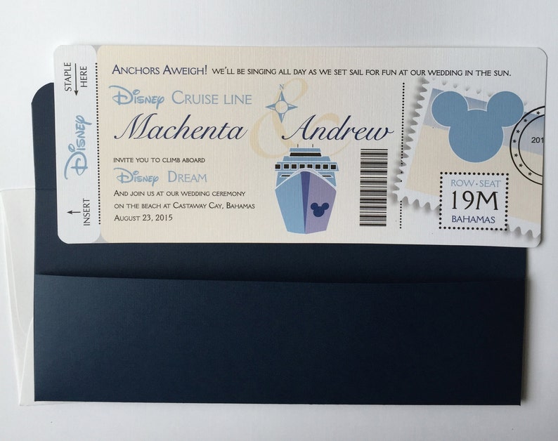 Nautical Wedding Invitation Disney Cruise Wedding Invitation Etsy