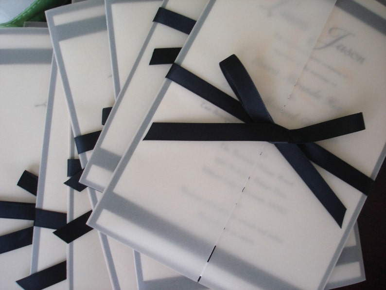 Formal Wedding Invitation, black tie invitations, gatefold invitation, Elegant Wedding Invitation, Unique cream invites, vellum, translucent image 2
