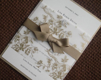 Rustic Romantic Wedding Invitation, Elegant Floral wedding Invitation, Gold wedding Invitations, Formal wedding invitation, vellum invites