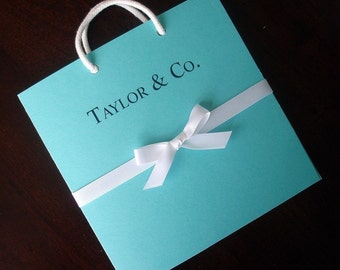 Taylor and Co. ontbijt babyshower uitnodiging, blauwe huwelijksuitnodigingen, quinceanera, unieke bruids douche uitnodiging, Sweet 16 party mitswa