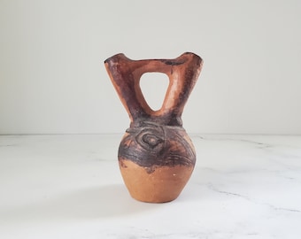 Native American Wedding Vase - Handmade Native Tribal Double Spout Earthenware Vessel, Artifact, Vintage, Unique