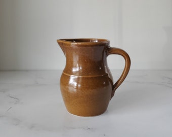 1/4 Gallon Tan Antique Stoneware Pitcher - Vintage Stoneware Pitcher, Old World Primitive Decor or Vase, Colonial, Cottage Core, Farmhouse