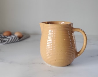 Vintage Monmouth Ribbed Pitcher or Vase - Peachy Cream Stoneware Pitcher - 6 INCH - Cottage Core, Farmhouse, Modern Country