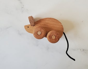 Handmade Bespoke Wood Mouse Toy - Solid Wood, Maple, Unpainted, Children's Nursery Room Decor, Active Learning Baby or Toddler Toy