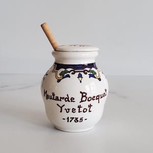 Vintage Moutarde Bocquet Ceramic Jar: French Mustard, Honey, or Sugar Pot