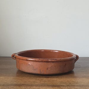 Terracotta Unlidded Cazuela: Vintage Spanish Paella Pan