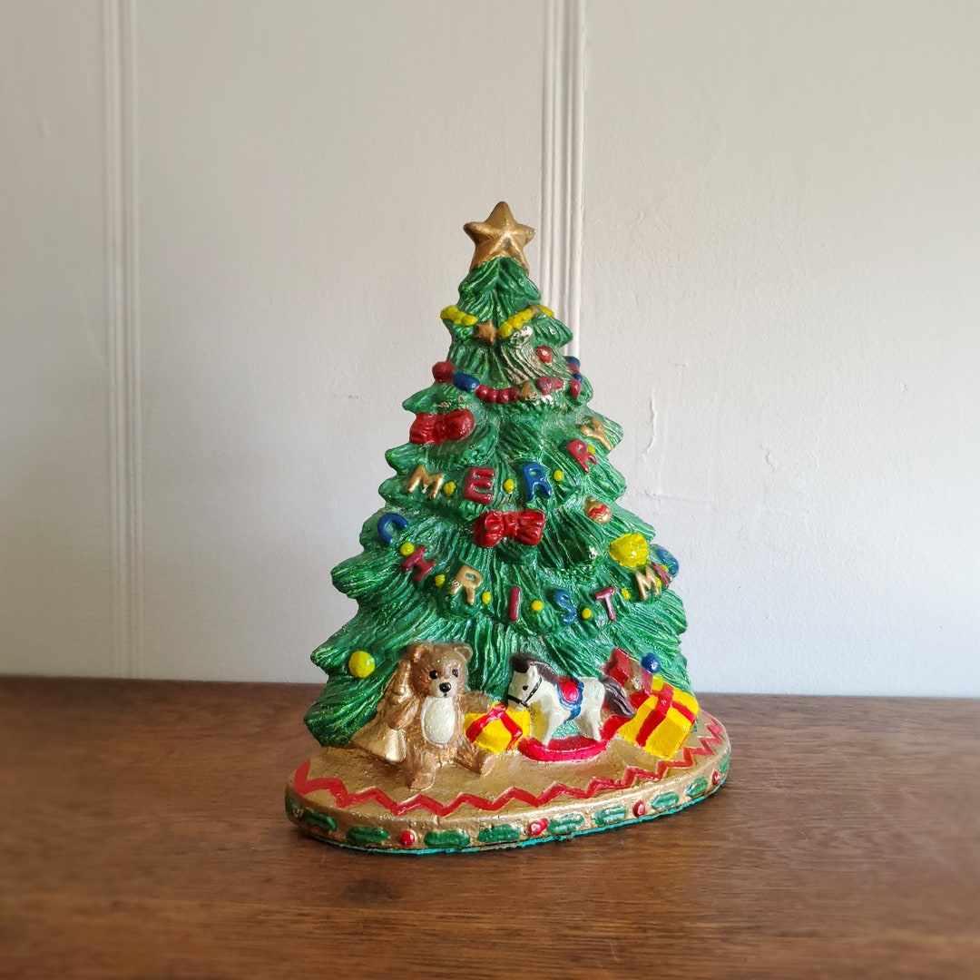 Cast Iron Christmas Tree Door Stop merry Etsy