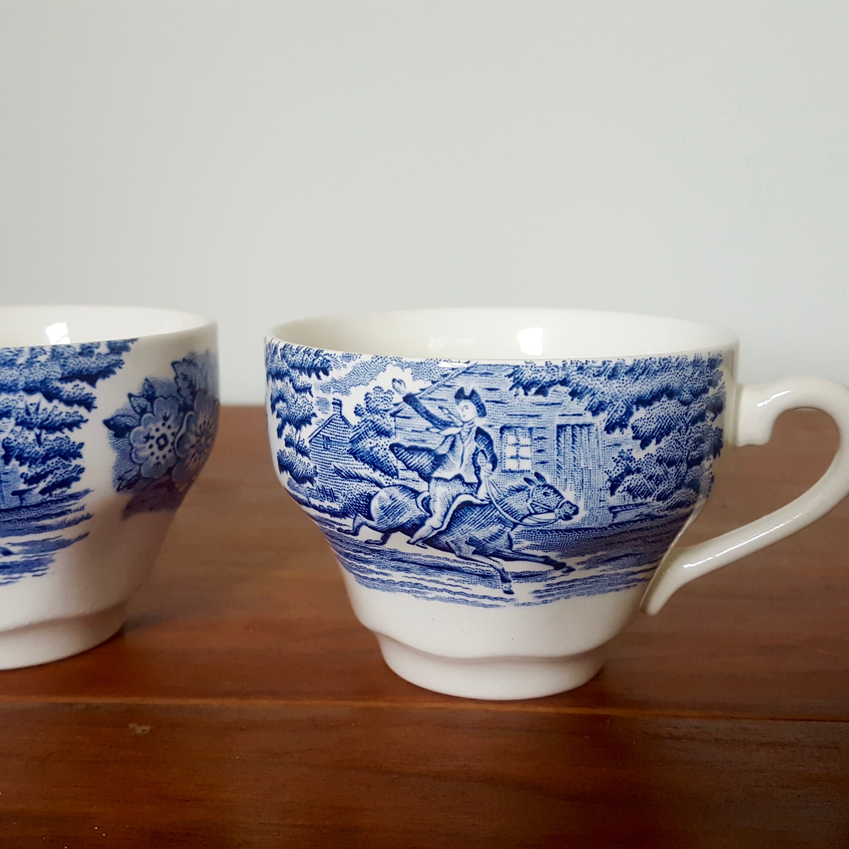 S/4 Blue Transferware Tea cups Made in England 1976 Etsy