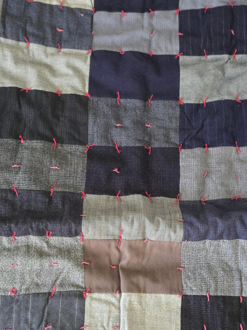 Vintage Men's Suiting Hand-tied Patchwork Quilt - Etsy