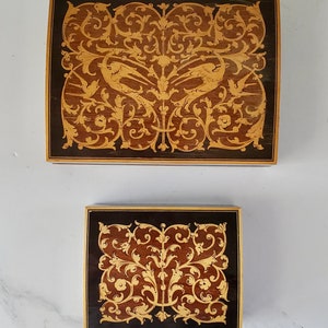 Assorted Italian Marquetry Wood Inlay Boxes Sold Separately Home Office Organization, Desk Accessory, Shelf styling prop image 2