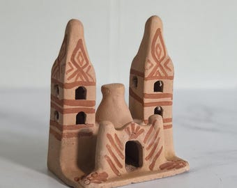 工芸品 Peru pottery church Vintage Church Ayacucho Peru Folk Art Clay Pottery Table