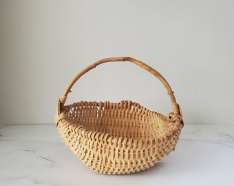 Handmade Natural Basket with Organic Branch Handle - Garden Vegetable or Egg Gathering Basket -  Eco-Friendly, All Natural Wood, Easter Gift